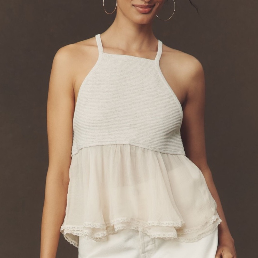 ANTHROPOLOGIE➕NWT Sheer Panel Halter Tank Top